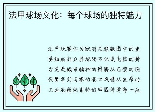 法甲球场文化：每个球场的独特魅力