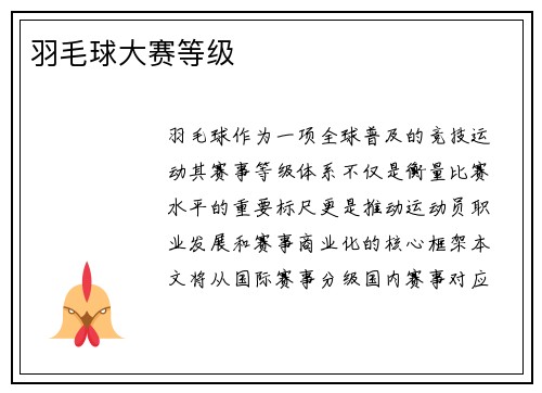 羽毛球大赛等级